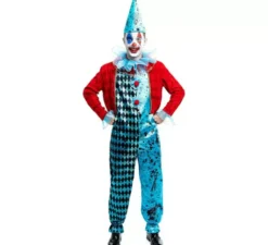 Costume da Clown Maniac blu e rosso per uomo