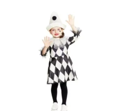 Costume da Clown Pierrot a rombo con cappello per neonato e bambina