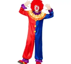 Costume da clown rosso e blu per un uomo