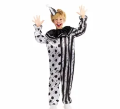 Costume da clown spaventoso bianco e nero per bambini
