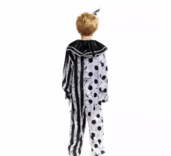 Costume da clown spaventoso bianco e nero per bambini