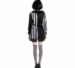 Costume da clown spaventoso bianco e nero per donna