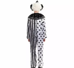 Costume da clown spaventoso bianco e nero per uomo