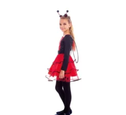 Costume da coccinella nera a pois con cintura per bambina