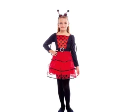 Costume da coccinella nera a pois con cintura per bambina