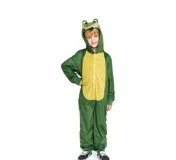 Costume da coccodrillo verde e giallo con cappuccio per bambino