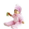 Costume da coniglio rosa con fiocco per bebè