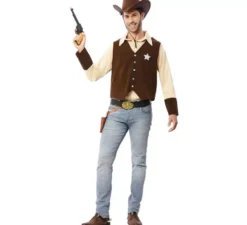 Costume da cowboy da sceriffo marrone per uomo