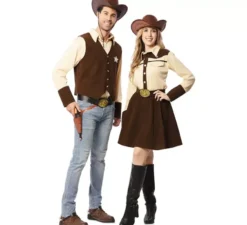 Costume da cowboy da sceriffo marrone per uomo
