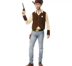 Costume da cowboy da sceriffo marrone per uomo