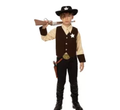 Costume da cowboy marrone da sceriffo per ragazzo