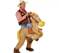 Costume da cowboy su cavallo gonfiabile per adulto