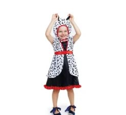 Costume da dalmata in abito con cappuccio per bambina e bambina