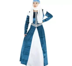 Costume da dama di corte bianco e blu per donna