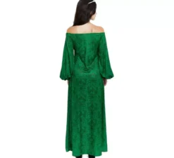 Costume da dama medievale stampato verde per donna