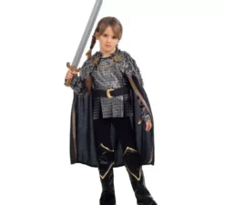 Costume da dama vichinga in argento con mantello per ragazza