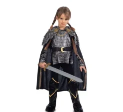 Costume da dama vichinga in argento con mantello per ragazza