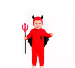 Costume da demone con tridente disegnato per bambino e ragazzo