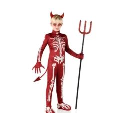 Costume da demone scheletro rosso per bambino