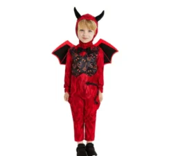 Costume da diavoletto rosso con fascia e ali per neonato e bambino