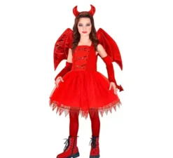 Costume da diavolo con ali e corna per bambina