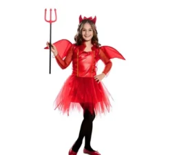Costume da diavolo rosso con ali per bambina