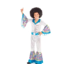 Costume da Disco Boy argentato e blu per bambino