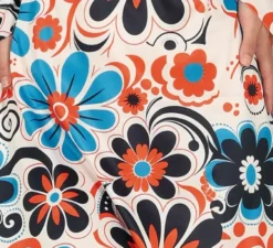 Costume da discoteca anni '70 Fiori blu per donna