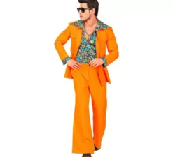 Costume da discoteca arancione anni '70 per uomo