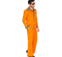 Costume da discoteca arancione anni '70 per uomo