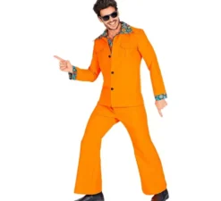 Costume da discoteca arancione anni '70 per uomo