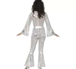 Costume da discoteca argentato per donna