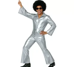 Costume da discoteca argentato per uomo