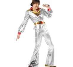 Costume da discoteca argento anni '70 da uomo