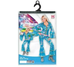 Costume da discoteca blu anni '70 per donna