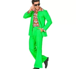 Costume da discoteca da uomo verde neon anni '70