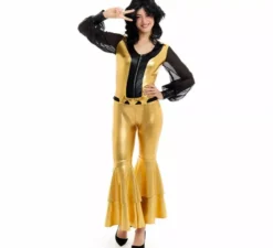 Costume da discoteca dorato per donna