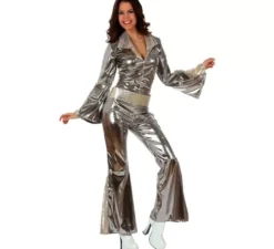 Costume da discoteca grigio argento per donna