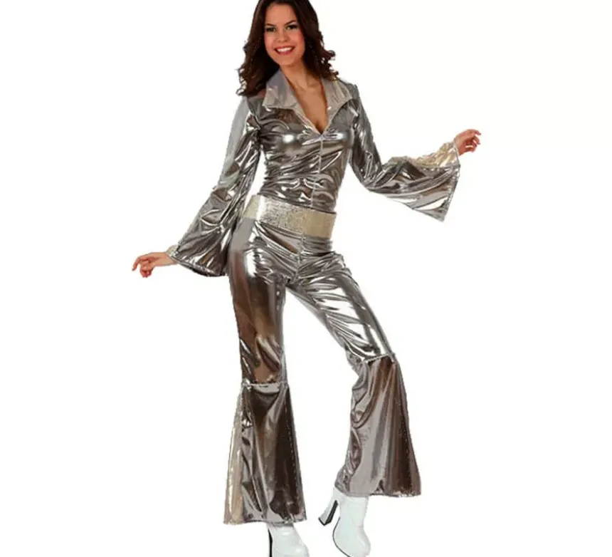 Costume da discoteca grigio argento per donna