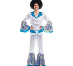 Costume da discotecaro d'argento per uomo