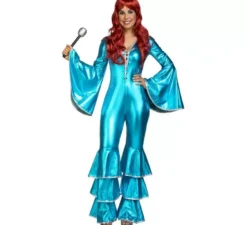 Costume da discoteca turchese per donna