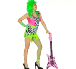 Costume da donna con stampa animalier da rock star anni '80
