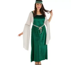 Costume da donna medievale verde per donna