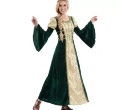 Costume da donna medievale verde per donna