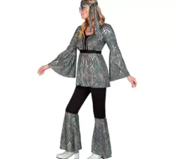 Costume da donna Onde argentate da discoteca anni '70