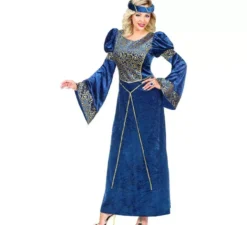 Costume da donna rinascimentale blu e oro per donna