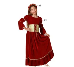 Costume da donna rinascimentale medievale rossa per ragazza