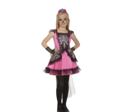 Costume da Donzella Scheletro rosa per bambina