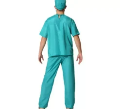 Costume da dottore blu con maniche corte per uomo