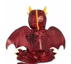 Costume da drago rosso con cappuccio e ali per bambino e bambino